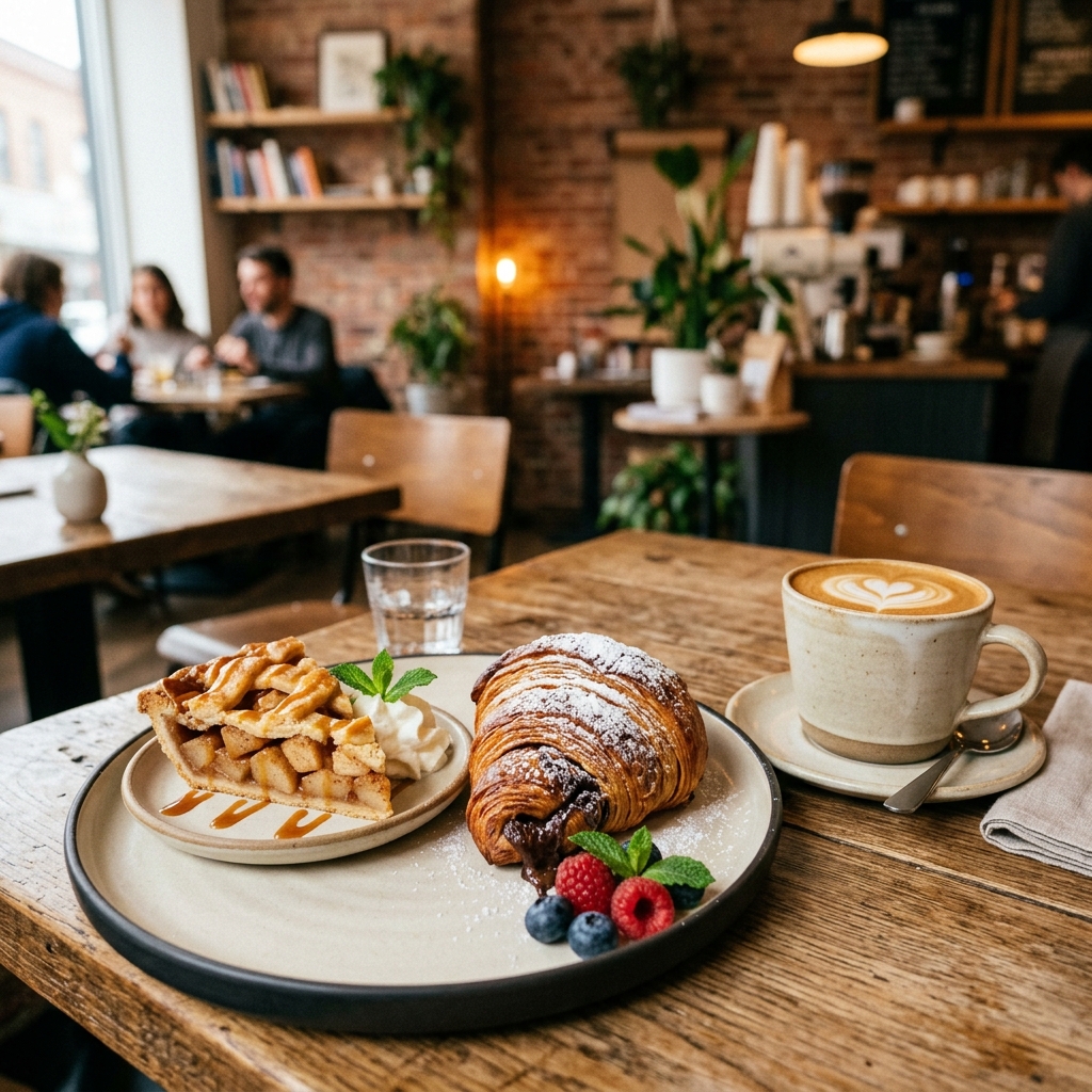 Artisan chocolate croissant and pie plate